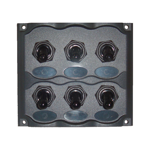 6 Switch Panel Marine Grade Splash Proof UV resistant 12 Volt 6 gang
