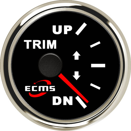 ECMS Boat Trim Gauge - Black & Chrome - Dia 2" 52MM Outboard Marine 0~190Ω 12V Part#: 800-00084