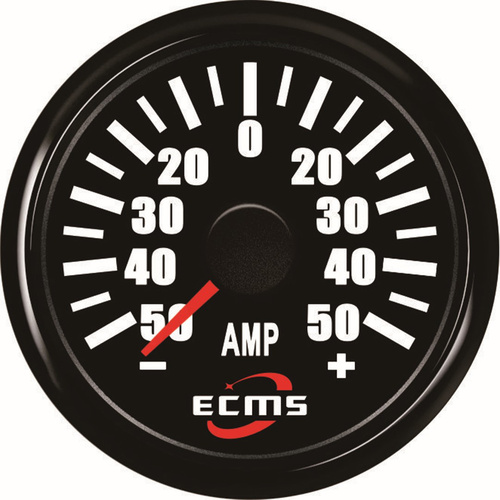 ECMS Ampere Meter -50~50(A)- Black on Black -2" 52MM Ammeter AMP Gauge