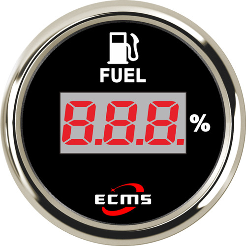 ECMS Fuel Gauge - Black & Chrome - Dia 2" 52MM Boat Tank Level Meter 240~33Ω 12v Part#: 800-00129