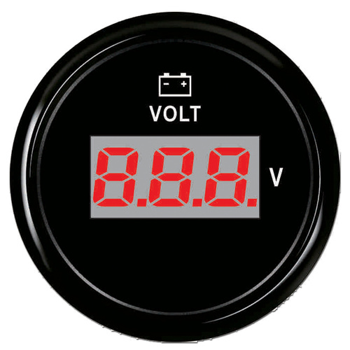 ECMS Digital Voltmeter 8-32V -  Black on Black - 2" 52MM 12V Volt Meter