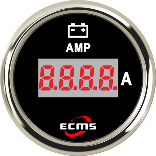 ECMS Digital Ampere Meter -150~150(A) - Black & Chrome -52MM AMP Gauge Part#: 800-00169