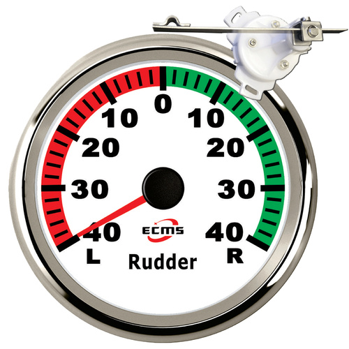 ECMS Rudder Angle gauge + Indicator Sensor - White & Chrome -Dia 85MM