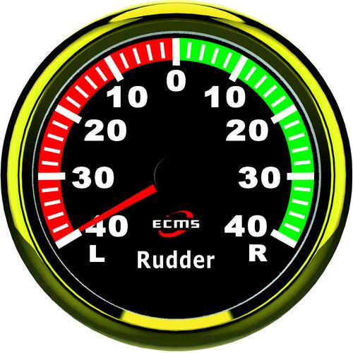 ECMS Rudder Angle gauge - Black on Gold - Dia 85MM Marine Boat Indicator 60mA 12V 24V Parts#: 900-00073