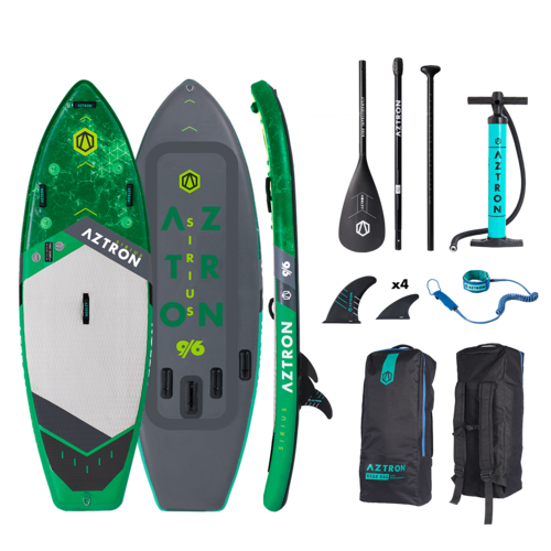 Aztron SIRIUS 9'6" SURF SERIES Inflatable SUP Stand Up Paddleboard Package