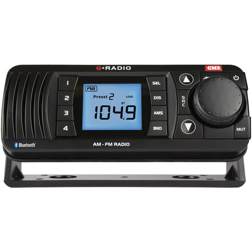 GME GR300 AM FM Marine Radio Reciever with Bluetooth Stereo Streaming Black GR300B