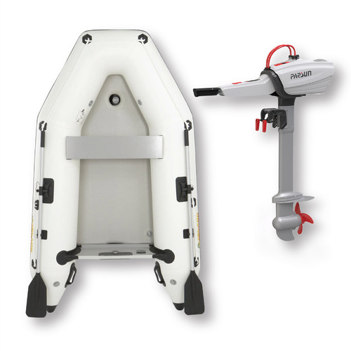 2.6m ISLAND INFLATABLE BOAT + 3HP Parsun JOY 3 ELECTRIC OUTBOARD MOTOR " UNBEATABLE PACKAGE DEAL " 8.6ft Island Air-Deck Boat & Electric Outboard