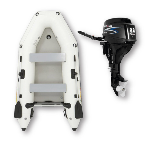 2.9m ISLAND INFLATABLE BOAT + 9.8HP PARSUN OUTBOARD MOTOR " UNBEATABLE PACKAGE DEAL " 9.6ft Island Air-Deck Boat & 9.8hp 4-Stroke Outboard complete