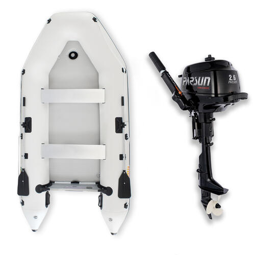 3.3m WHITE ISLAND INFLATABLE BOAT + 2.6HP PARSUN OUTBOARD MOTOR UNBEATABLE PACKAGE DEAL  11ft Island Air-Deck Boat & 2.6hp 4-Stroke Outboard complete
