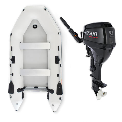 3.3m "WHITE" ISLAND INFLATABLE BOAT + 9.8HP PARSUN OUTBOARD MOTOR " UNBEATABLE PACKAGE DEAL " 11ft Island Air-Deck Boat & 9.8hp 4-Stroke Outboard