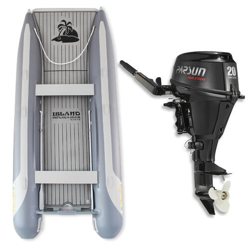 4m ISLAND INFLATABLE CAT BOAT + 20HP PARSUN OUTBOARD MOTOR " Unbeatable Package deal " 13FT Island Inflatable CAT AIR-DECK Complete Package ICAT400