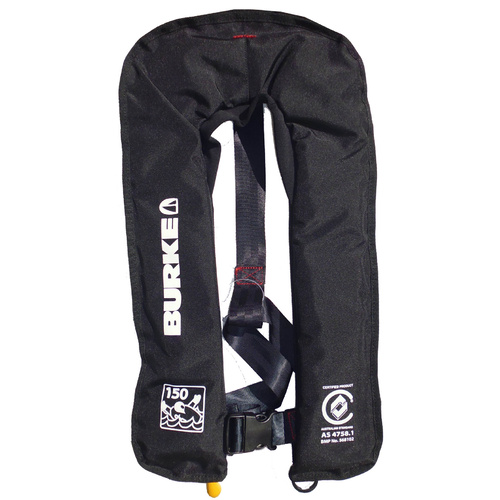 Burke Inflatable Lifejacket Manual Stylish Black Level 150 (PFD1) 150N