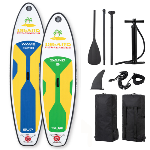 2 X ISLAND SUP's 1 X SAND 9ft / 2.7m KID's Board 1 X WAVE 10.10ft / 3.3m LARGE INFLATABLE STAND UP PADDLEBOARD (SUP)
