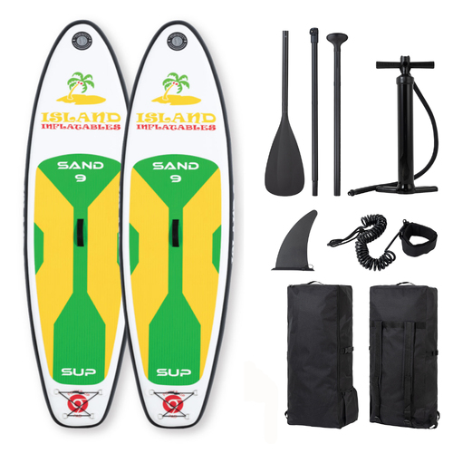 2 X ISLAND SAND 9ft / 2.7m KID's INFLATABLE STAND UP PADDLEBOARDS (SUP) Riders > 90kg Paddle Board