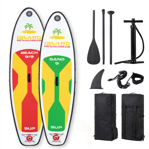 2 X ISLAND SUP's 1 X SAND 9ft / 2.7m KID's Board 1 X BEACH 9.9ft / 3m MEDIUM INFLATABLE STAND UP PADDLEBOARD (SUP) 