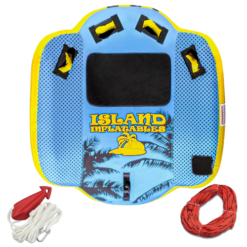 Island Inflatable IT1 Ski Tube + TOW ROPE + SKI BIRDLE - Single Rider Wing-Style Water Toy Ski Biscuit Dia 58" / 147cm