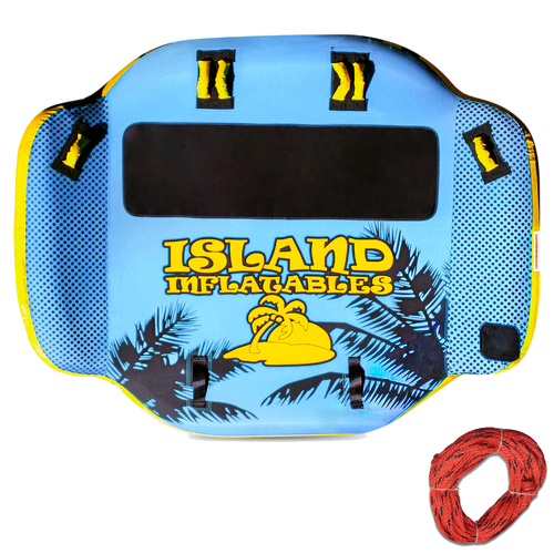 Island Inflatable Ski Tube - IT3 - 3 Rider / Person + ROPE Wing Style Water Ski Biscuit 86" / 216cm