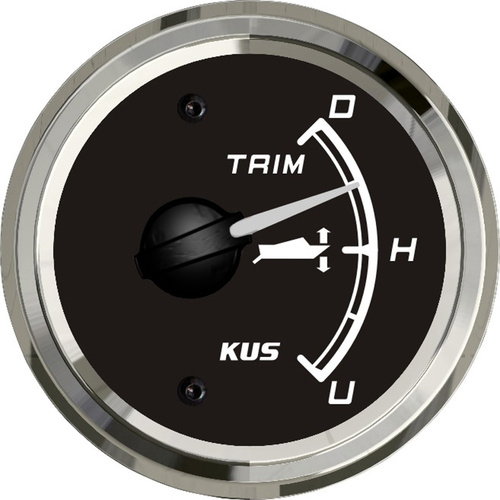 KUS Boat Trim Gauge - Black & Chrome - Dia 2" 52MM 0~190? Outboard Marine 12V 24V  KF09030