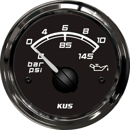 KUS Oil Pressure Gauge - Black on Black - 0~10Bar Boat Marine Auto Dia 2" 52MM 12V 24V  KF15039