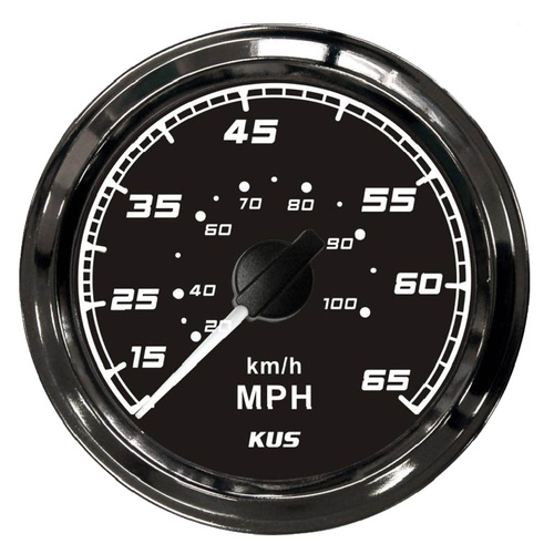 KUS Speedometer Gauge 0-100kph / 65mph - Black on Black - 85MM Boat Marine 12V 24V KF18017 