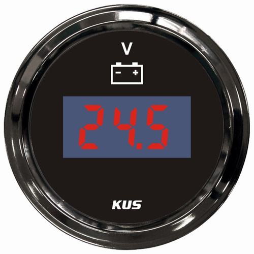 KUS Digital Voltmeter 8-32V -  Black on Black - 2" 52MM 12V Volt Meter KF23006