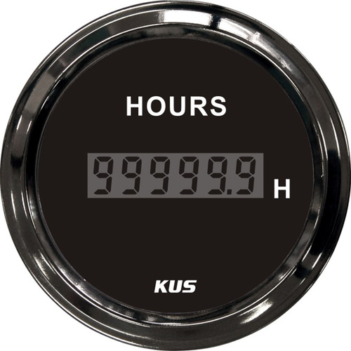 KUS Digital Hourmeter -  Black on Black - Dia 2" 52MM Outboard Boat Marine  Hour Meter 12V 24V KF39003