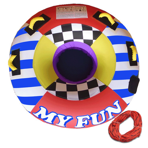 MY FUN 54 Inch SKI TUBE 1 Person "Starter Kit " with Rope. Single Rider Fully enclosed tube biscuit cover