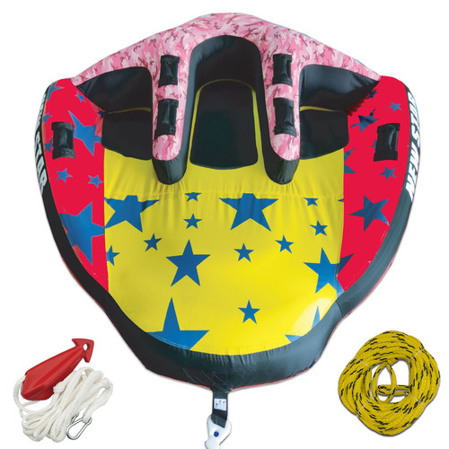 NEW STAR 3 SKI TUBE 1-3 Person " Advanced Kit " with Rope & Bridle. Swept Wing Design Triple Rider 90" Inch - 229cm Dia Water Ski Biscuit Towable