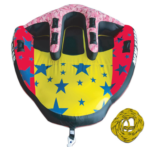 NEW STAR 3 SKI TUBE 1-3 Person " Starter Kit " with Rope. Swept Wing Design Triple Rider 90" Inch - 229cm Dia Water Ski Biscuit Towable
