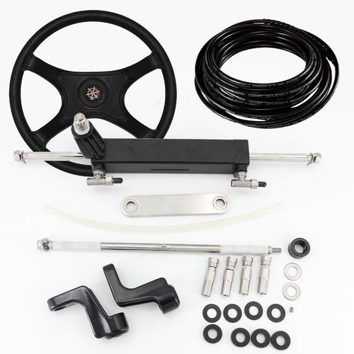 Nautiflex Hydraulic steering kit. Suit up to150hp Complete with Helm, Ram, Hoses & Steering wheel
