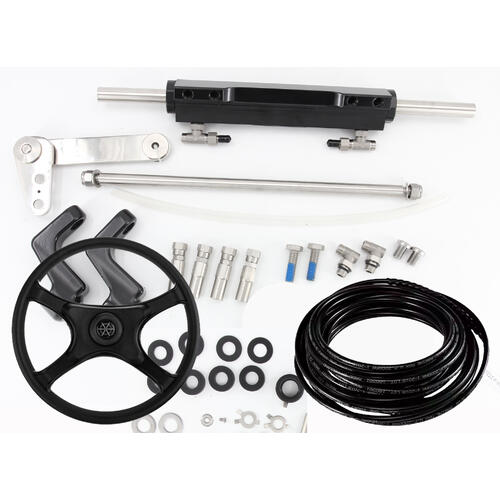 Nautiflex Hydraulic steering kit. Suit up to 300hp Complete with Helm, Ram, Hoses & Steering wheel