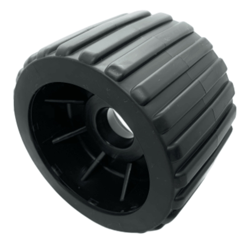 BLACK RIBBED WOBBLE ROLLER 4" - 100mm Dia, by 3" - 76mm, Wide & 22mm Bore For Boat Trailers ROL02046