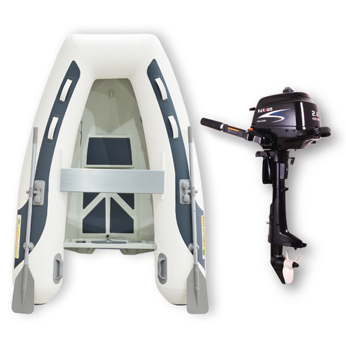 2.3m (RIB) ISLAND INFLATABLE BOAT + 2.6HP PARSUN OUTBOARD " UNBEATABLE PACKAGE DEAL " PVC Aluminium Rigid Bottom & Motor Combo Complete