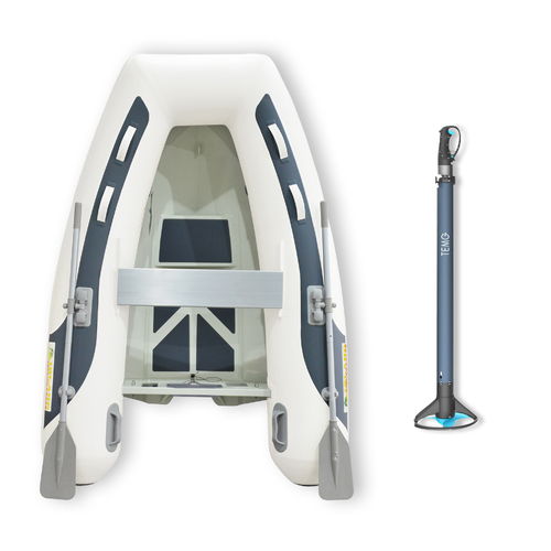 2.3m (RIB) ISLAND INFLATABLE BOAT + 1.5HP TEMO ELECTRIC OUTBOARD MOTOR " PACKAGE DEAL " PVC Aluminium Rigid Bottom & Electric Motor Combo