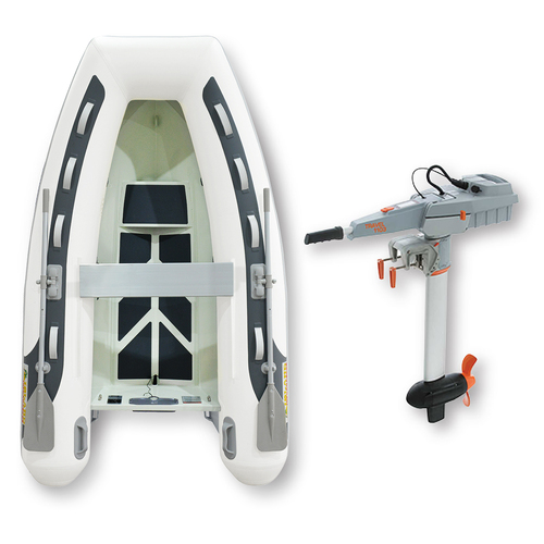 2.7m (RIB) ISLAND INFLATABLE BOAT + 3HP TORQEEDO TRAVEL 1103 ELECTRIC OUTBOARD " PACKAGE DEAL " PVC Aluminium Rigid Bottom & Electric Motor Combo