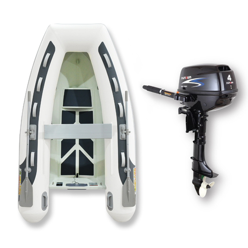 2.7m (RIB) ISLAND INFLATABLE BOAT + 4HP PARSUN OUTBOARD " UNBEATABLE PACKAGE DEAL " PVC Aluminium Rigid Bottom & Motor Combo Complete