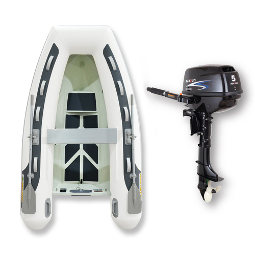 2.7m (RIB) ISLAND INFLATABLE BOAT + 5HP PARSUN OUTBOARD " UNBEATABLE PACKAGE DEAL " PVC Aluminium Rigid Bottom & Motor Combo Complete
