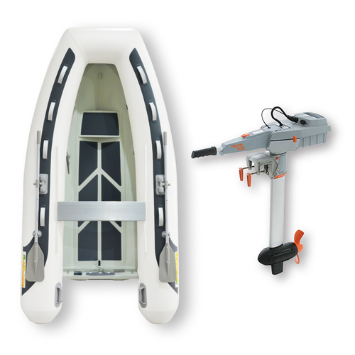 3.1m (RIB) ISLAND INFLATABLE BOAT + 3HP TORQEEDO TRAVEL 1103 ELECTRIC OUTBOARD " PACKAGE DEAL " PVC Aluminium Rigid Bottom & Electric Motor Combo