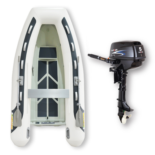3.1m (RIB) ISLAND INFLATABLE BOAT + 5HP PARSUN OUTBOARD " UNBEATABLE PACKAGE DEAL " PVC Aluminium Rigid Bottom & Motor Combo Complete