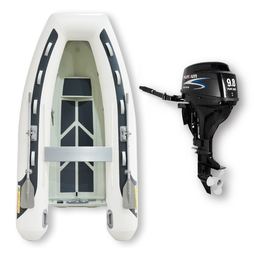 3.1m (RIB) ISLAND INFLATABLE BOAT + 9.8HP PARSUN OUTBOARD " UNBEATABLE PACKAGE DEAL " PVC Aluminium Rigid Bottom & Motor Combo Complete