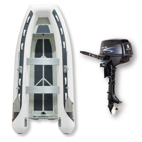 3.65m (RIB) ISLAND INFLATABLE BOAT + 5HP PARSUN OUTBOARD " UNBEATABLE PACKAGE DEAL " PVC Aluminium Rigid Bottom & Motor Combo Complete