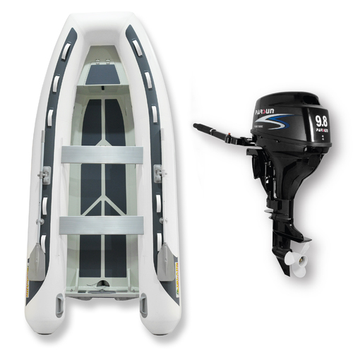3.65m (RIB) ISLAND INFLATABLE BOAT + 9.8HP PARSUN OUTBOARD " UNBEATABLE PACKAGE DEAL " PVC Aluminium Rigid Bottom & Motor Combo Complete