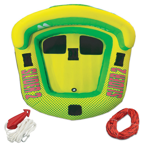 SLIDER 2 SKI TUBE 1-2 Person " Advanced Kit " with Rope & Bridle. U-SHAPE Double Rider 77" Inch - 196cm Dia Water Ski Biscuit