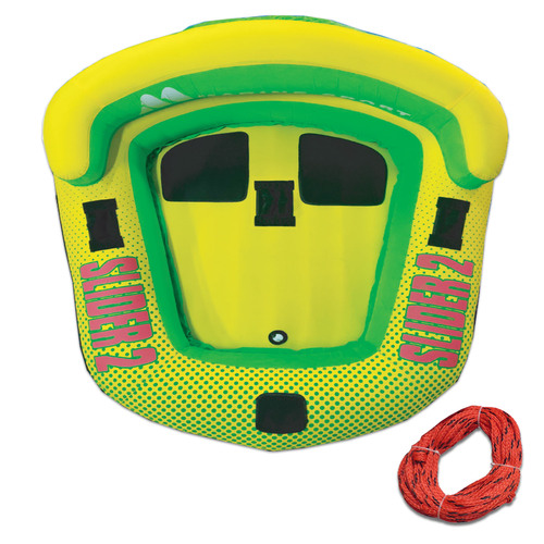 SLIDER 2 SKI TUBE 1-2 Person " Starter Kit " with Rope. U-SHAPE Double Rider 77" Inch - 196cm Dia Water Ski Biscuit