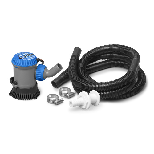TRAC 600 GPH Boat Bilge Pump + Plumbing Kit 3/4 Hose, Clamps & Outlet Submersibe