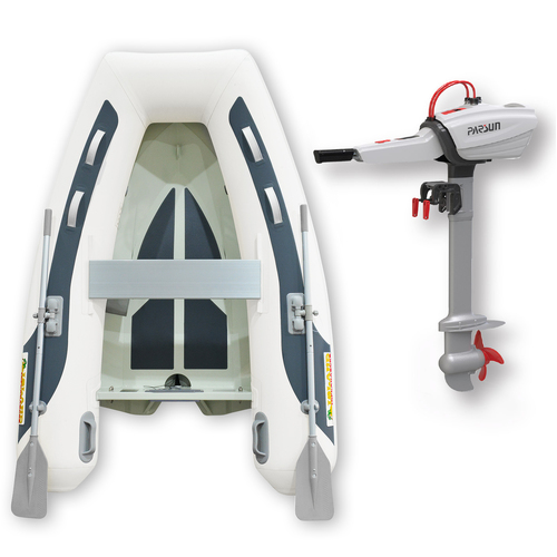 2.3m HYPALON ISLAND INFLATABLE RIB BOAT + 3HP Parsun JOY 3 ELECTRIC OUTBOARD MOTOR " UNBEATABLE PACKAGE DEAL " Aluminium Rigid Bottom & Motor Combo