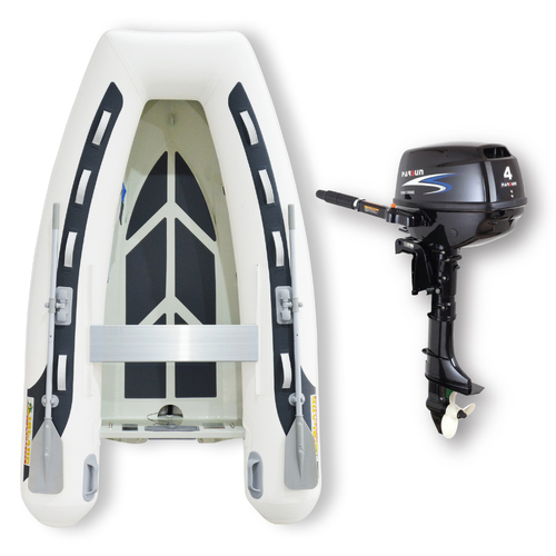 2.7m HYPALON ISLAND INFLATABLE RIB BOAT + 4HP PARSUN OUTBOARD " UNBEATABLE PACKAGE DEAL " Aluminium Rigid Bottom & Motor Combo Complete