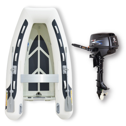 2.7m HYPALON ISLAND INFLATABLE RIB BOAT + 5HP PARSUN OUTBOARD " UNBEATABLE PACKAGE DEAL " Aluminium Rigid Bottom & Motor Combo Complete
