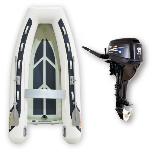 3.1m HYPALON ISLAND INFLATABLE RIB BOAT + 15HP PARSUN OUTBOARD " UNBEATABLE PACKAGE DEAL " Aluminium Rigid Bottom & Motor Combo Complete