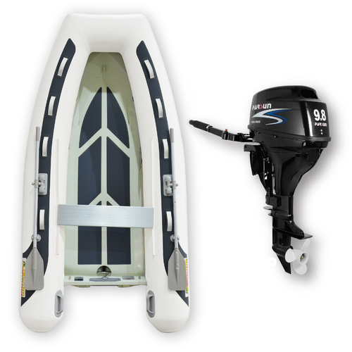 3.1m HYPALON ISLAND INFLATABLE RIB BOAT + 9.8HP PARSUN OUTBOARD " UNBEATABLE PACKAGE DEAL " Aluminium Rigid Bottom & Motor Combo Complete